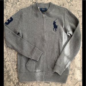 NWT POLO zippered gray cardigan sweater